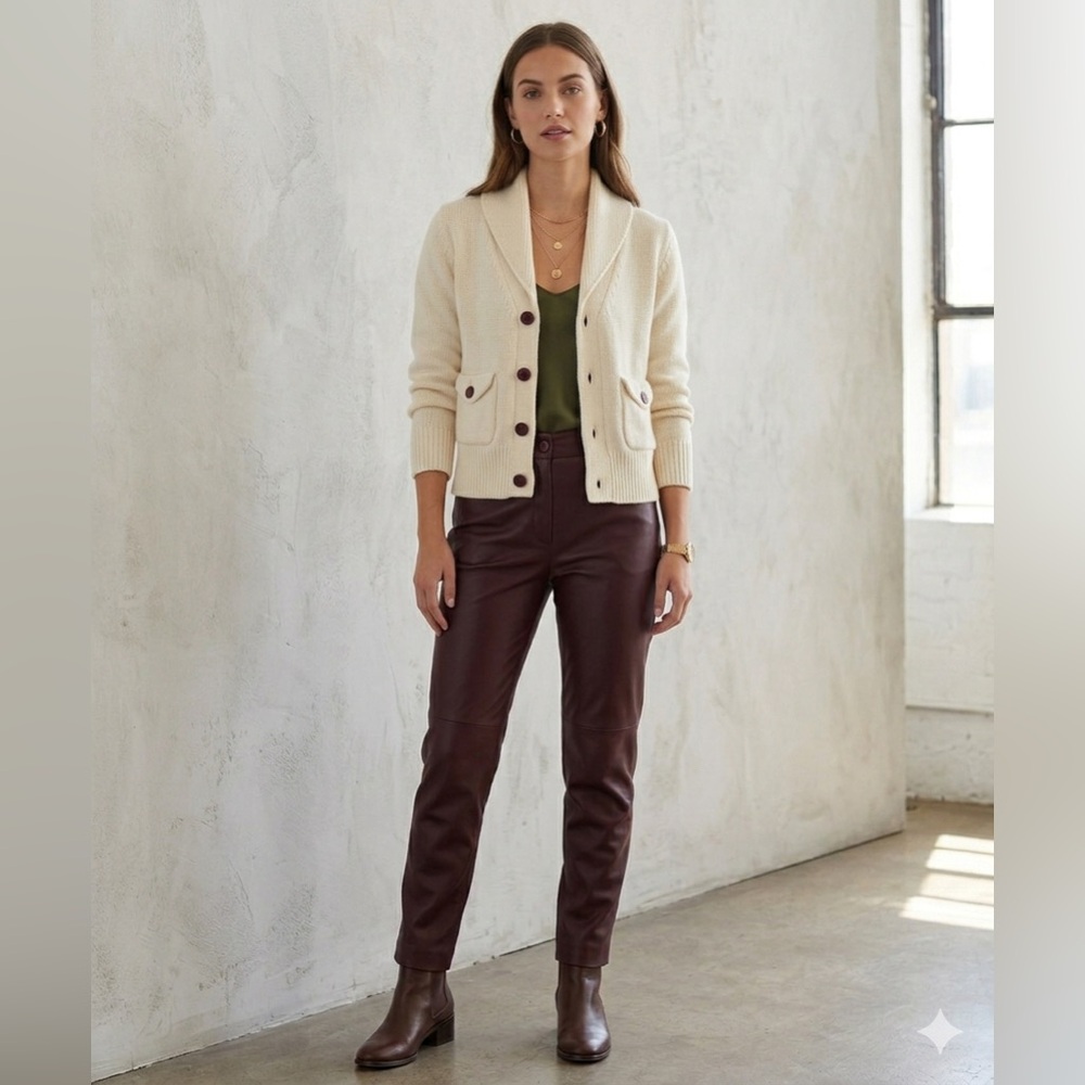 EDWARD CHAPMAN Cream Women's Cardigan with Button Accents Vancouver